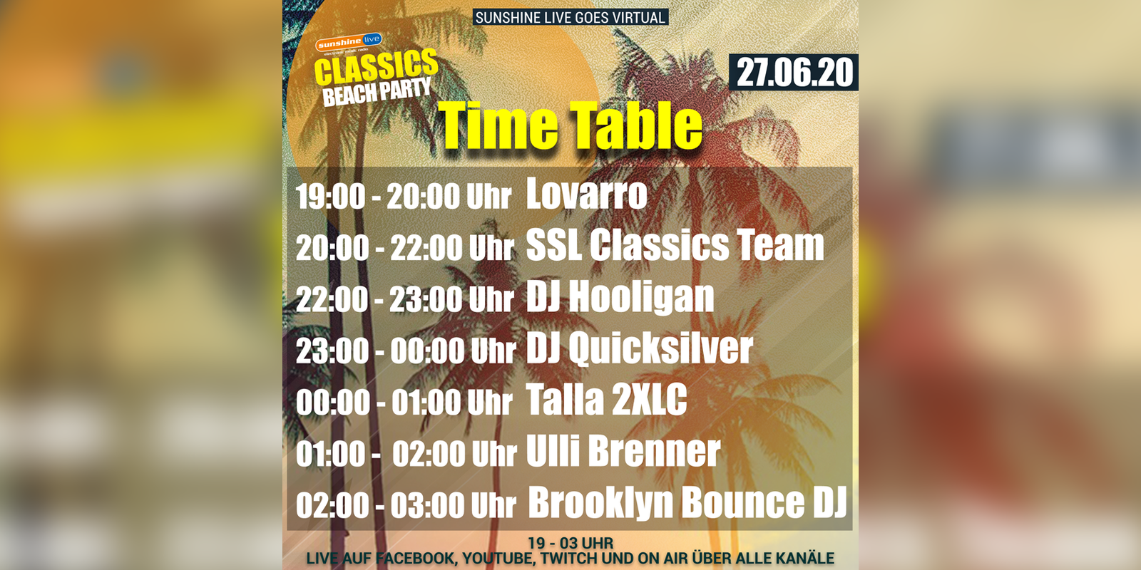 Time Table Beach Party