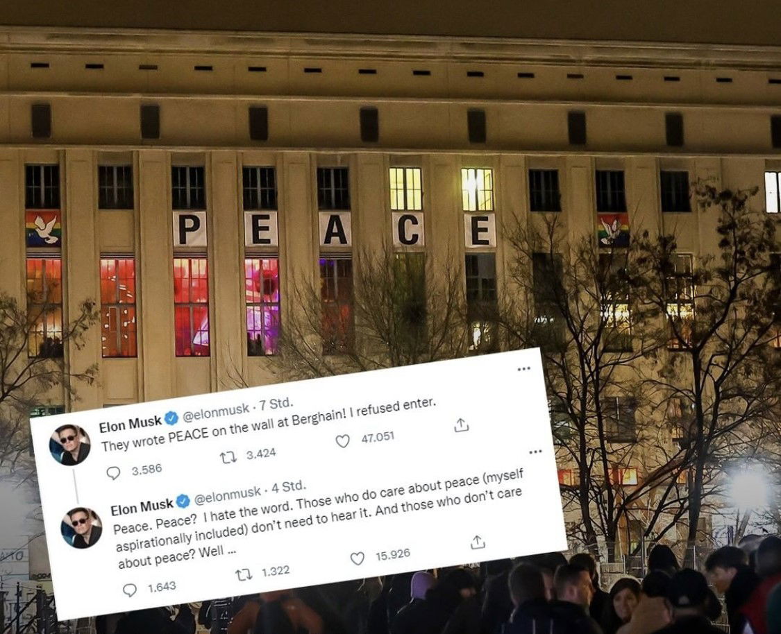 Foto: "Peace"-Schriftzug ärgert Elon Musk.